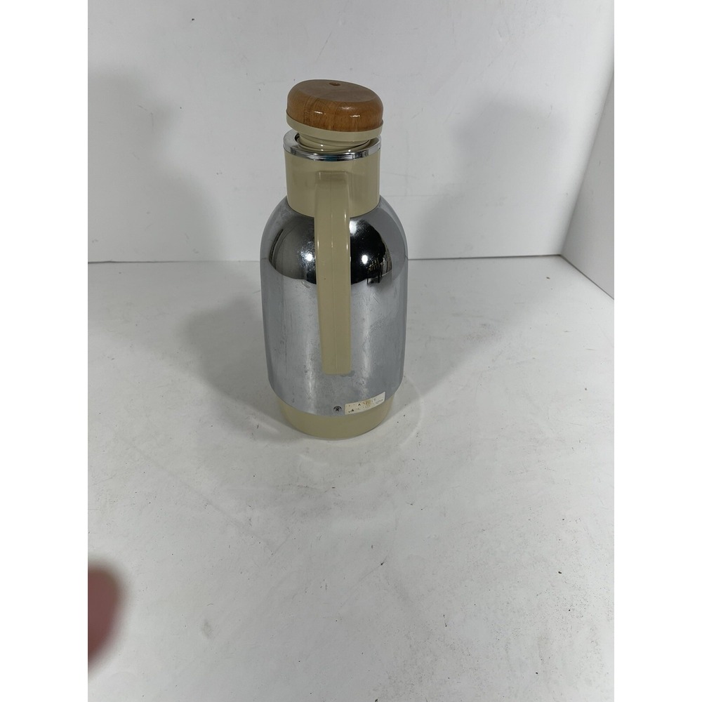 Vintage Yacht Vacuum Bottle Stainless Steel Wood Lid Carafe Pitcher Thermo Japan - Picture 5 of 7